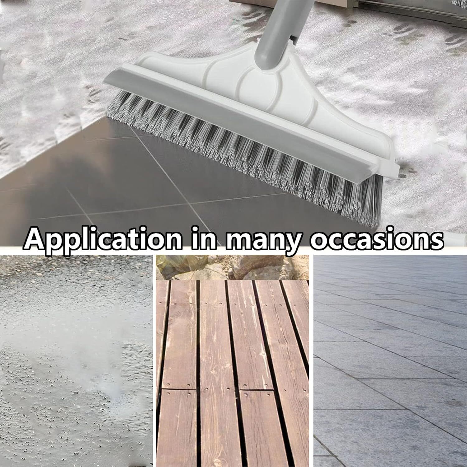 Multifunctional Floor Brush - Plastic Material, Adjustable Length 15.7 To 45.6 Inches - Two-in-one Brush And Scraper For Wet And Dry Cleaning, Ideal For Various Surfaces