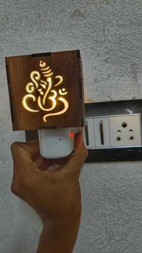 Wooden Kapoor Dani - 5x5x5 cm, Brown | LED Night Light and Home Decor for Bedrooms, Living Areas, or Religious Spaces