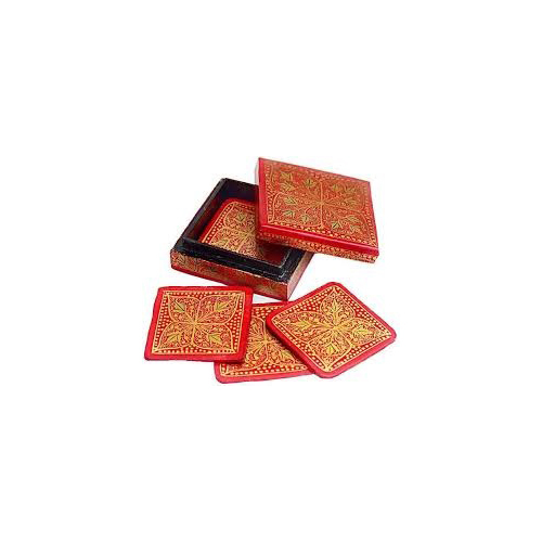 Handpainted Square Coaster Set - Color: Mix Colour