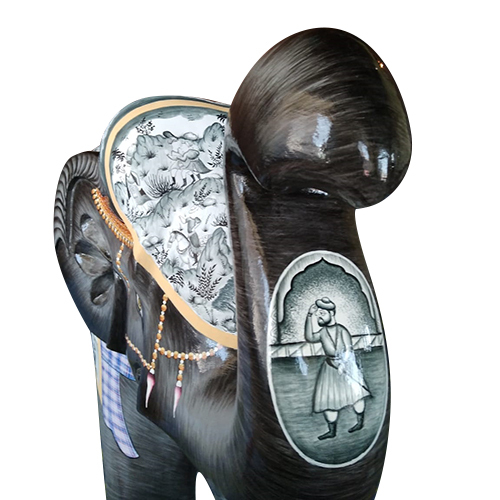 24 इंच हाथ से रंगा हुआ पेपर माच्‍ आधारित हाथी