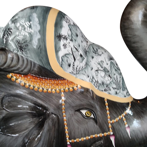 24 Inch Handpainted Paper Mache Elephant - Color: Mix Colour