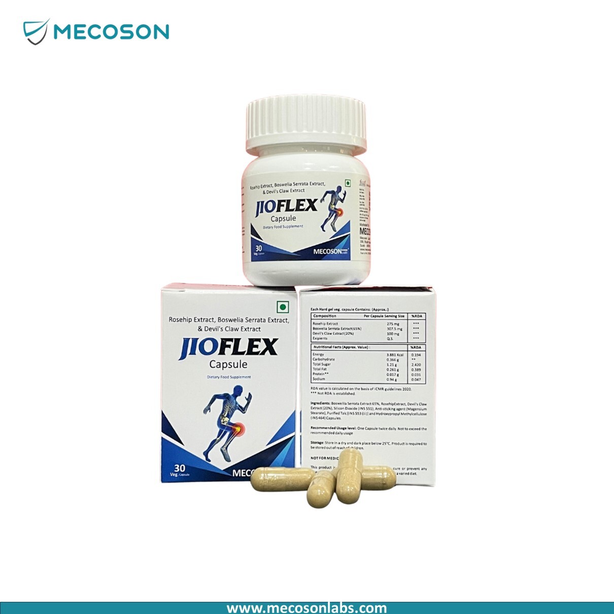 Rosehip Extract & Boswellia Serrata Extract - 275mg + 307.5mg | Pain Relief, Anti-inflammatory, Capsule Dosage, 18-month Shelf Life