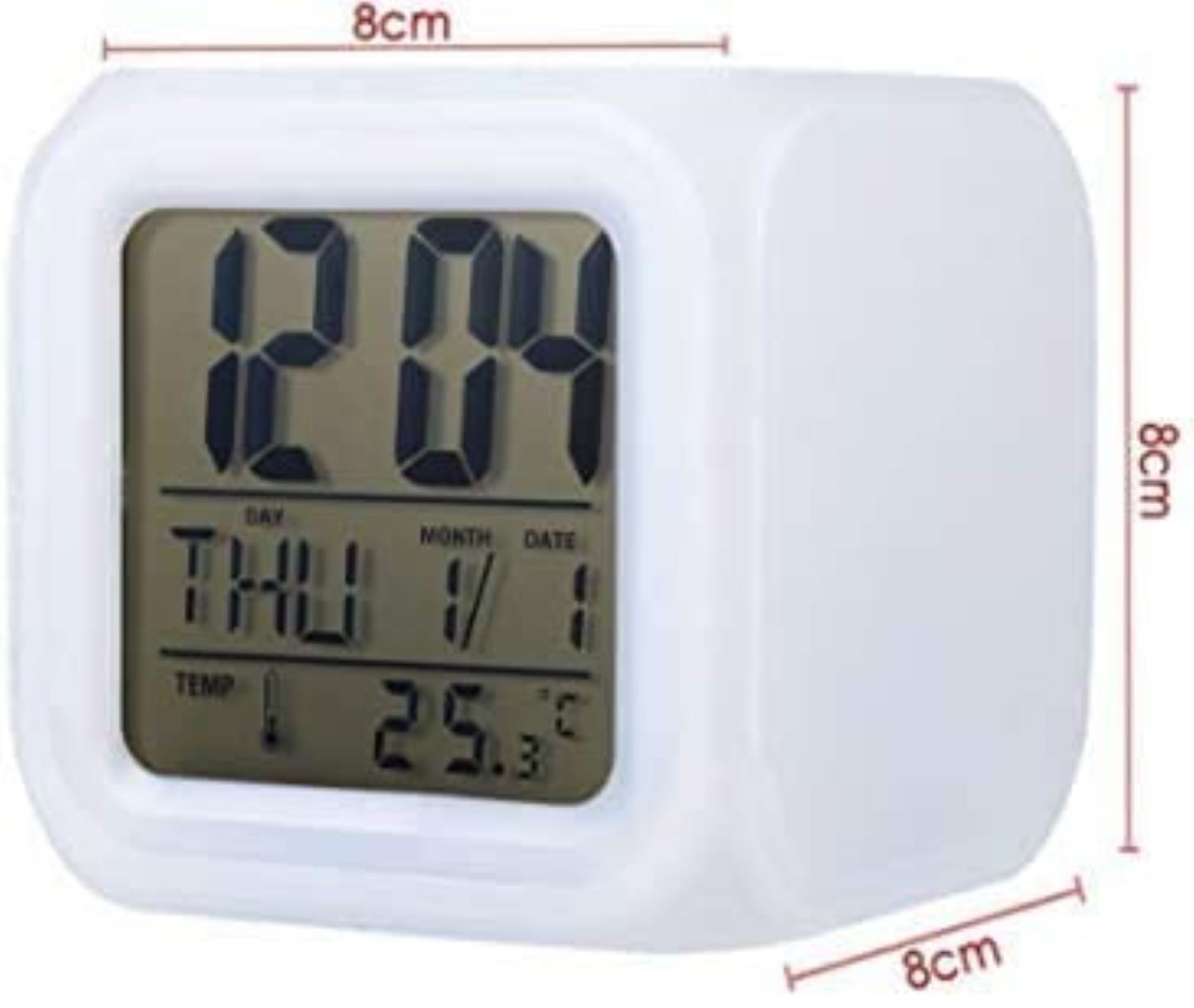 Multicolour Changing Led Alarm Clock - 6x4 Cm | Digital Lcd Display, Date, Time, Temperature, Night Light Function, Ideal Gifting For Kids And Corporate Clients