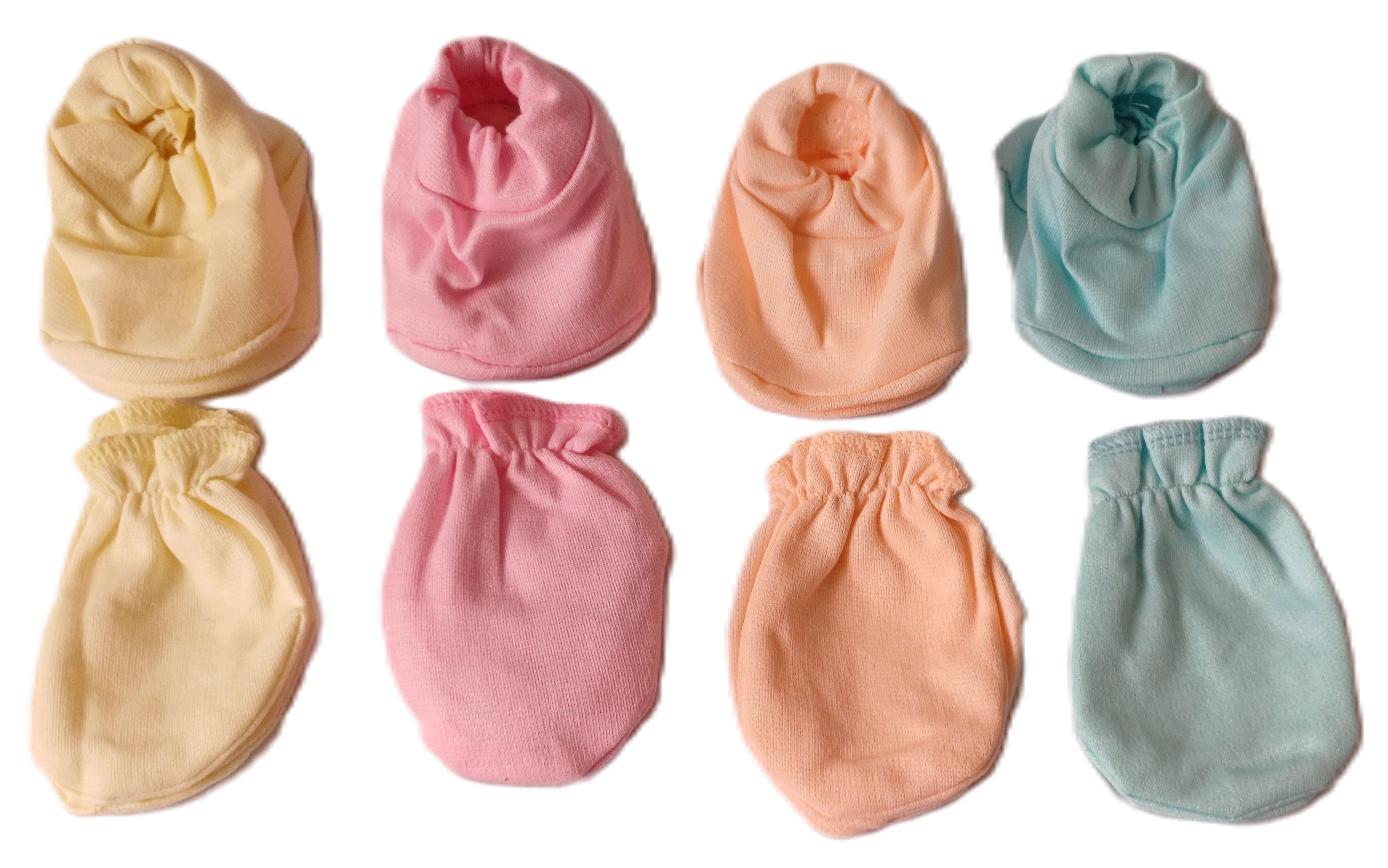 New Born Baby Mitten Set Cs Plain - Hosiery Material, Unisex Design, Multi Colour With Nursery Print | Ideal For Infants Aged 0-6 Months