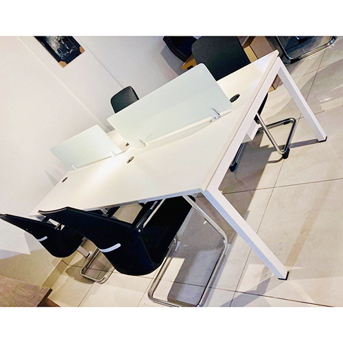 Work Station Table - High-Quality Wood, Polished White Finish | Easy-to-Clean, Moisture-Proof Design