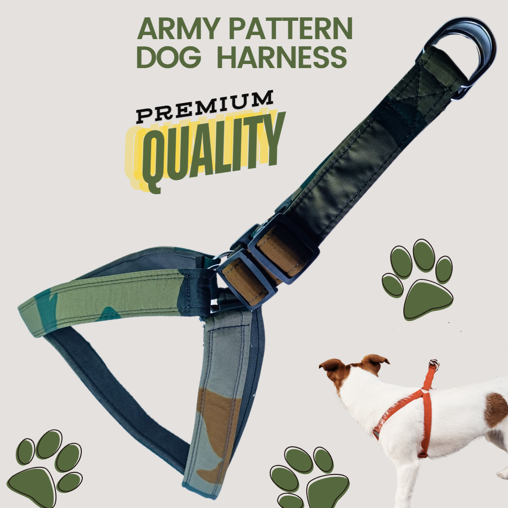 Multicolor Army Pattern Padded Dog Body Belt