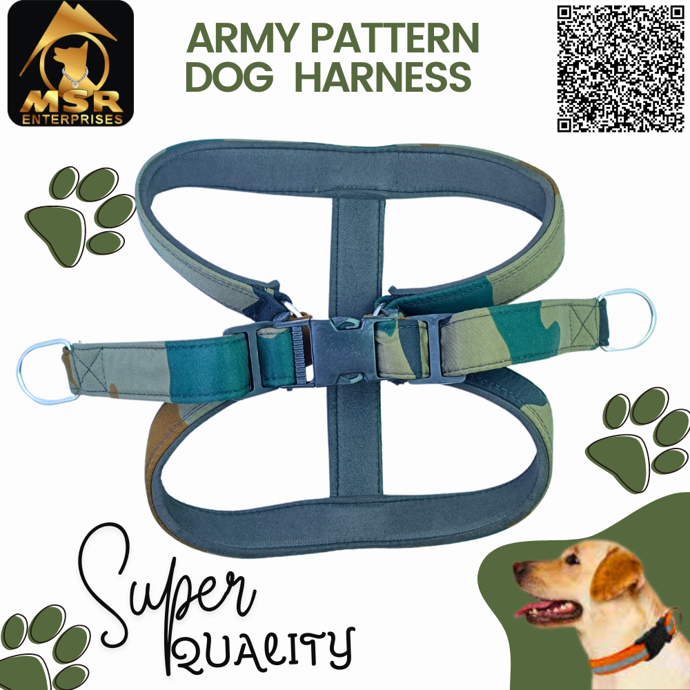 Multicolor Army Pattern Padded Dog Body Belt