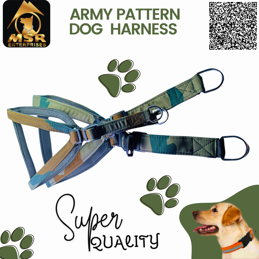 Multicolor Army Pattern Padded Dog Body Belt