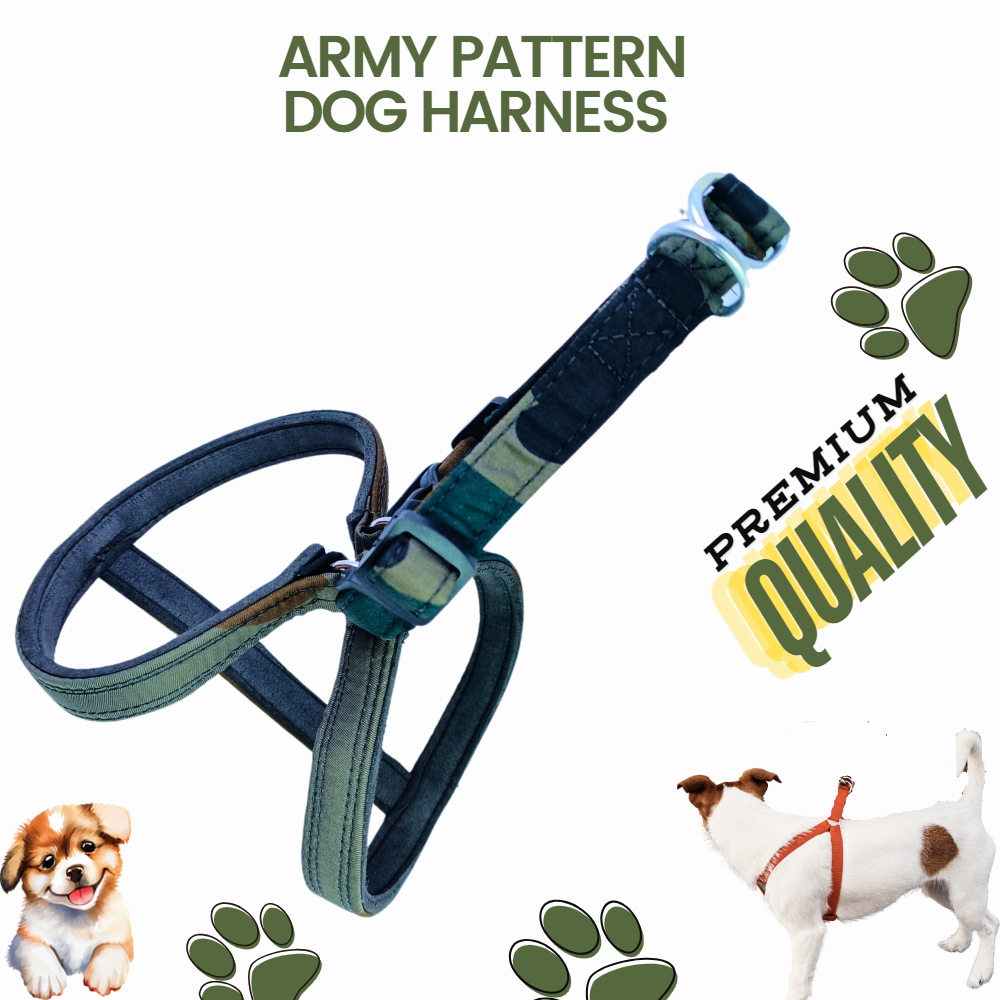 Multicolor Army Pattern Padded Dog Body Belt