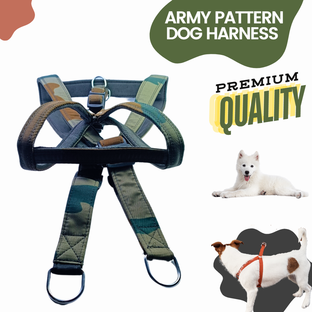 Multicolor Army Pattern Padded Dog Body Belt