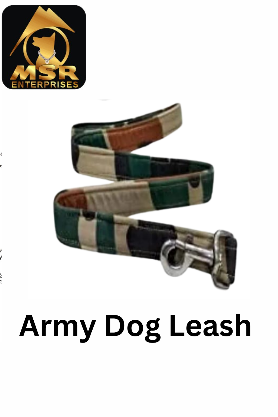 Army Pattern Padded Dog Leash - High-quality Material 1.5 Inch Size Army Color | Comfortable Design For Walking And Training