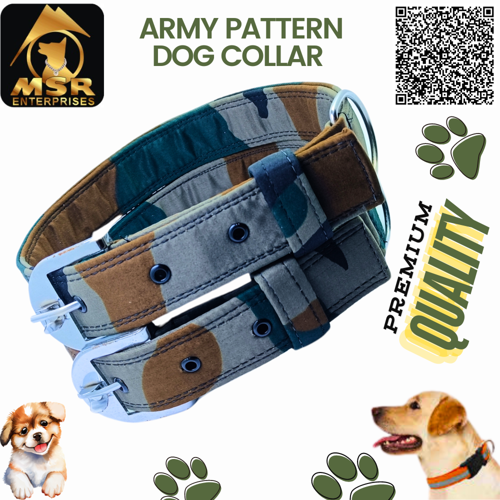 Army Pattern Dog Collar - Pp/nylon, 1.5 Inch | Durable Materials, Adjustable Fit, Easy To Clean, Stylish Military-inspired Design