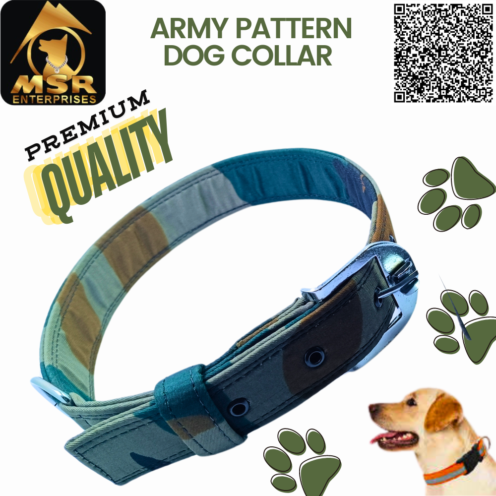 Army Pattern Dog Collar - Pp/nylon, 1.5 Inch | Durable Materials, Adjustable Fit, Easy To Clean, Stylish Military-inspired Design