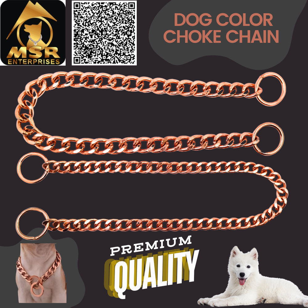 High Quality Iron Dog Choke Chain - 2 Feet Rose Gold Plating, Perfect For Dog Training