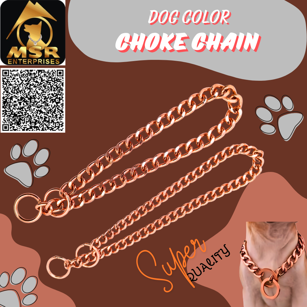 High Quality Iron Dog Choke Chain - 2 Feet Rose Gold Plating, Perfect For Dog Training