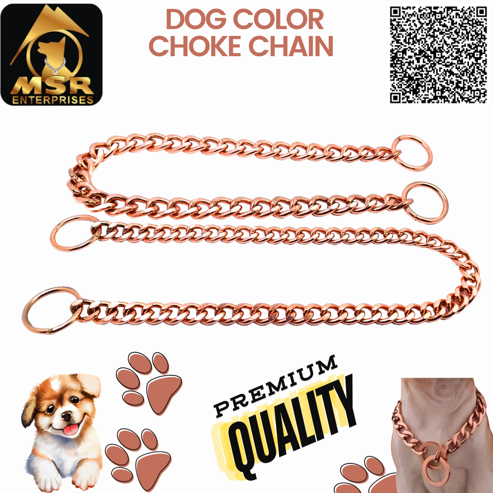 High Quality Iron Dog Choke Chain - 2 Feet Rose Gold Plating, Perfect For Dog Training