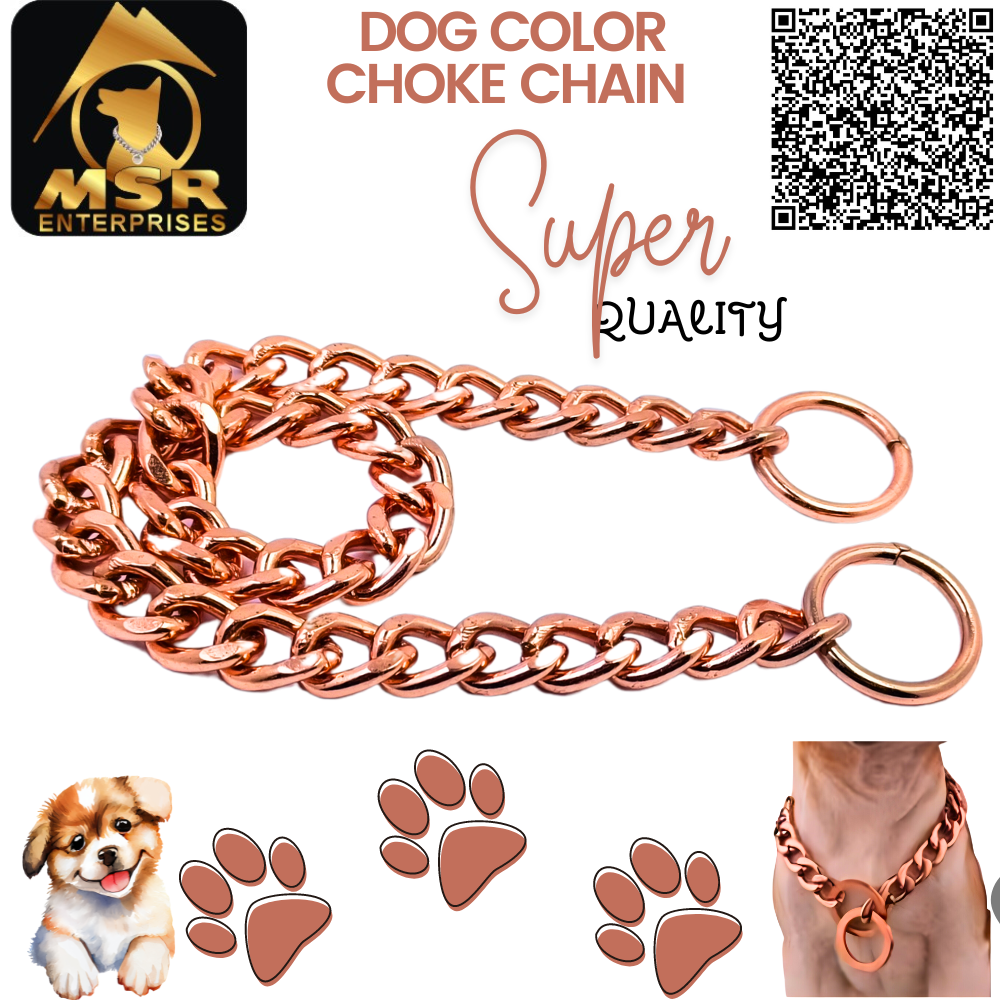 High Quality Iron Dog Choke Chain - 2 Feet Rose Gold Plating, Perfect For Dog Training