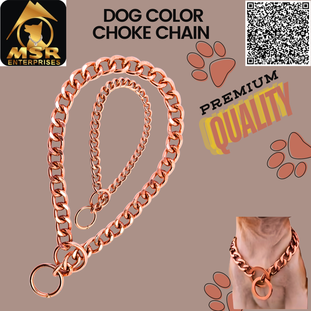 High Quality Iron Dog Choke Chain - 2 Feet Rose Gold Plating, Perfect For Dog Training