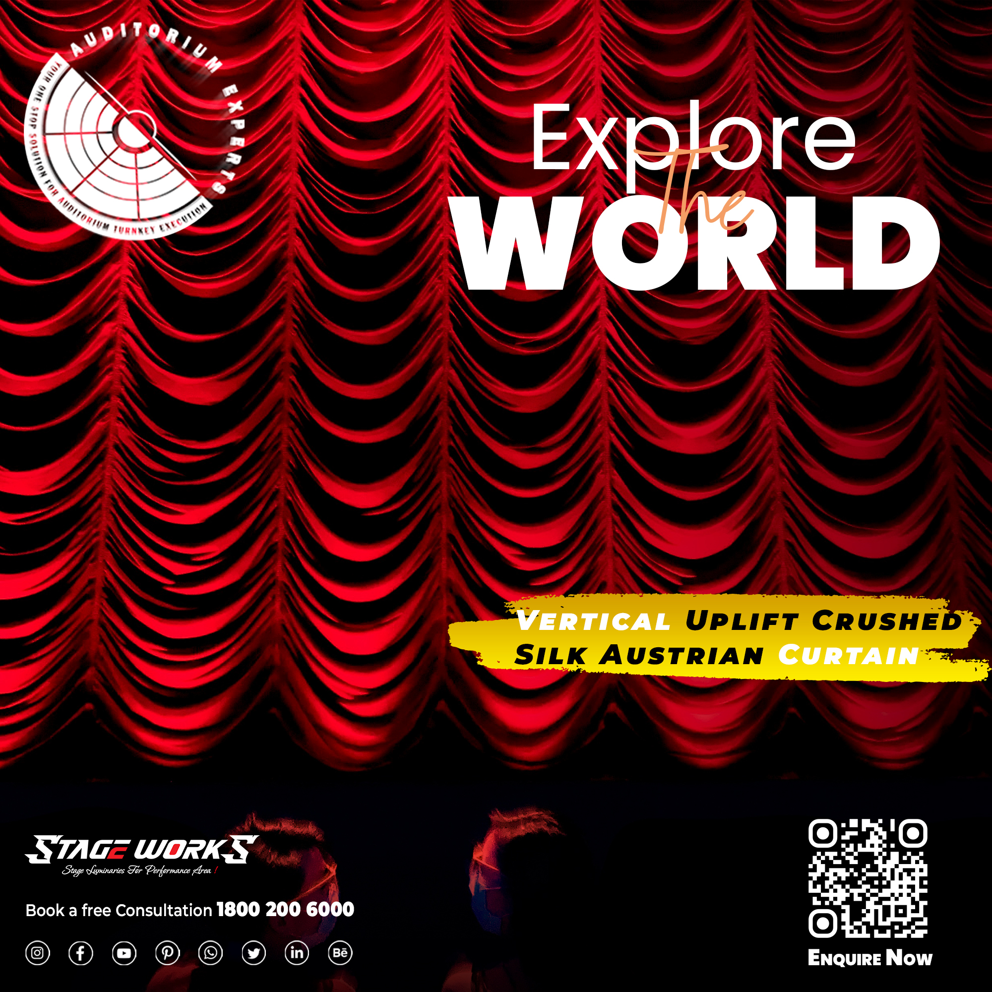 Vertical Uplift Crushed Silk Austrian Curtain - Color: White