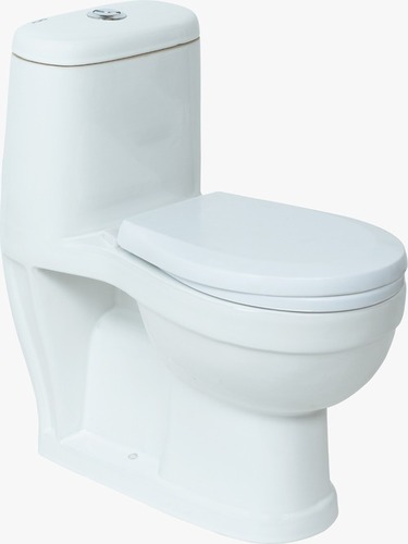 Ceramic Water Closet - Floor Mounted, One Piece Design | White Finish, Lightweight at 21 kg