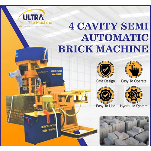 Automatic Hydraulic Fly Ash Brick Making Machine - Mild Steel Construction, Yellow and Blue Color | 1 Year Warranty, Versatile Usage
