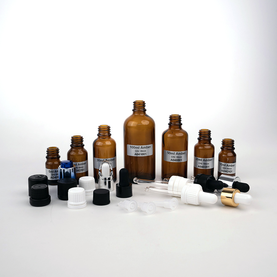 5ml 10ml 15ml 20ml 30ml 50ml 100ml Amber Essential Oil Glass Bottles With Tamper Evident Plastic Cap