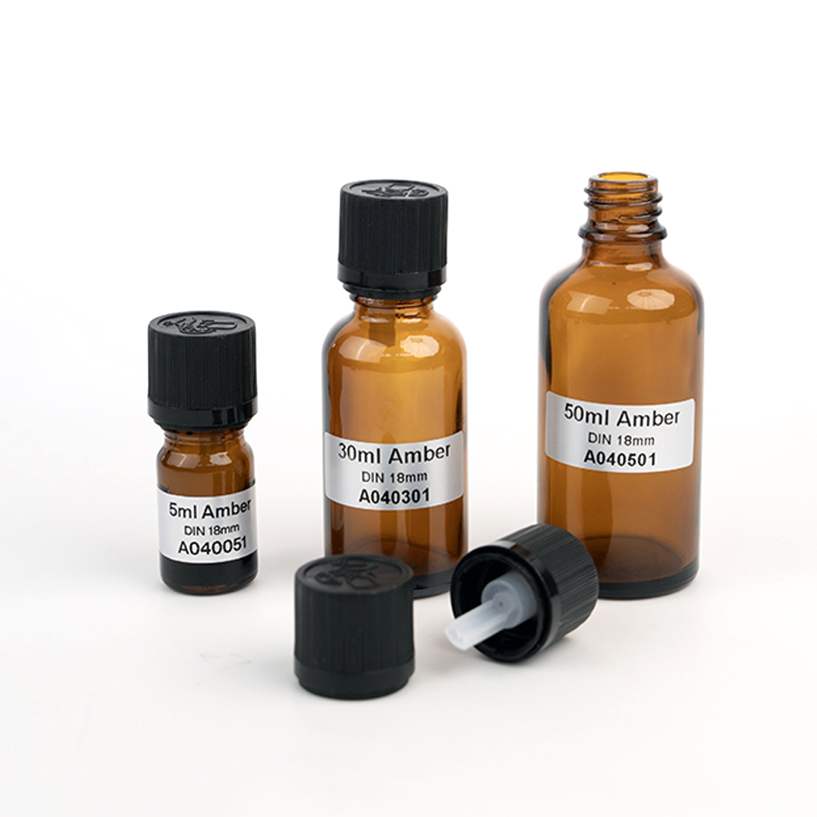 5ml 10ml 15ml 20ml 30ml 50ml 100ml Amber Essential Oil Glass Bottles With Tamper Evident Plastic Cap