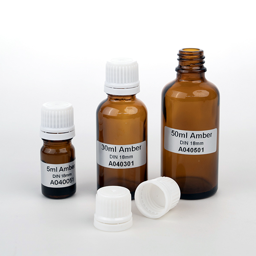 5ml 10ml 15ml 20ml 30ml 50ml Glass Amber Essential Oil Bottle With White Screw Cap - Round Shape, Leakproof, Uv Protection, Elegant Design, Versatile Use