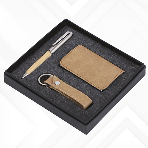 Brown Leather Executive Gift Set - Shape: Rectangular