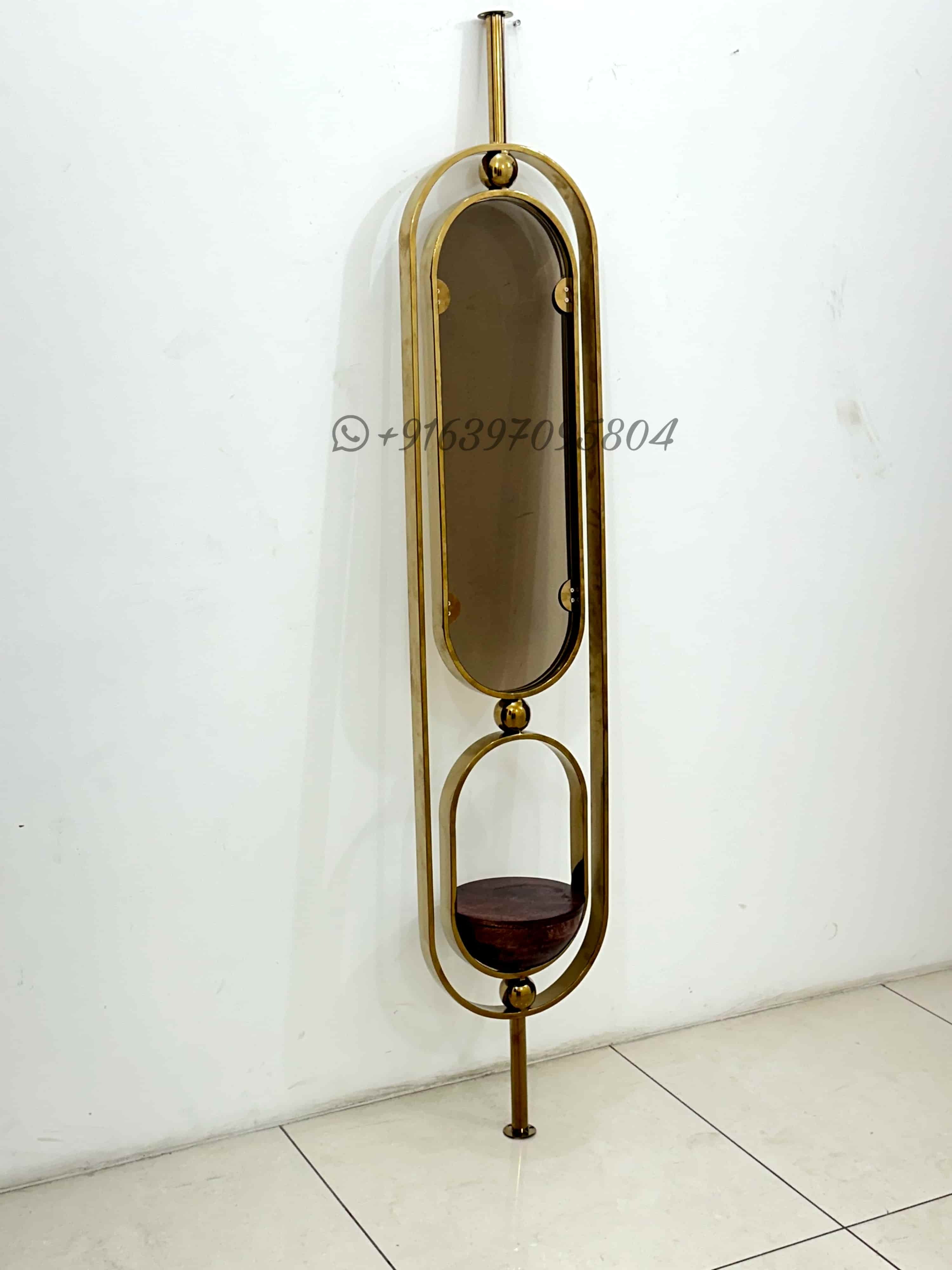 Capsule Ss Wall Partition - Stainless Steel, 65 Inch, Gold-plated Finish | Versatile Space Optimiser With Customised Design Elements