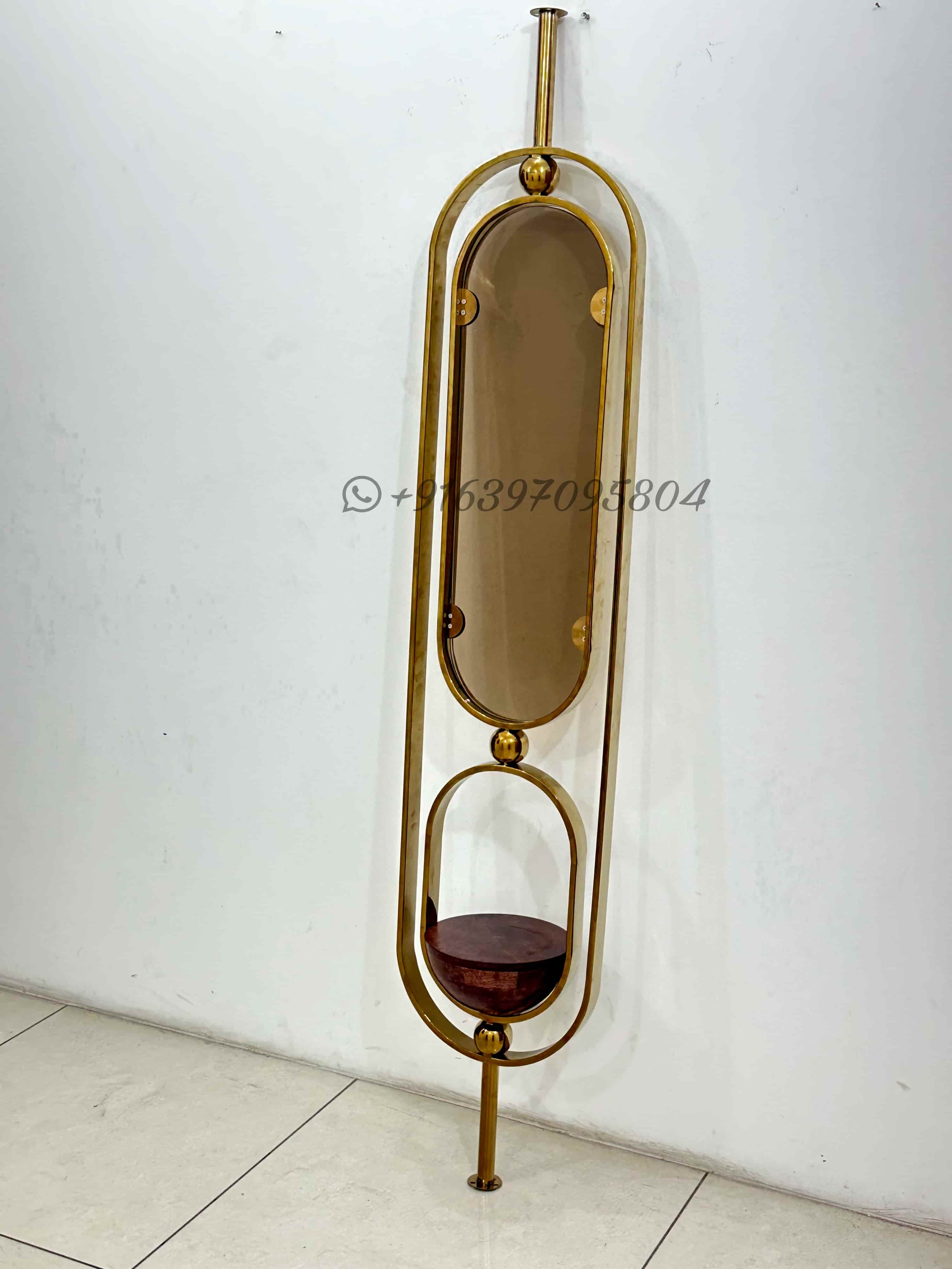 Capsule Ss Wall Partition - Stainless Steel, 65 Inch, Gold-plated Finish | Versatile Space Optimiser With Customised Design Elements