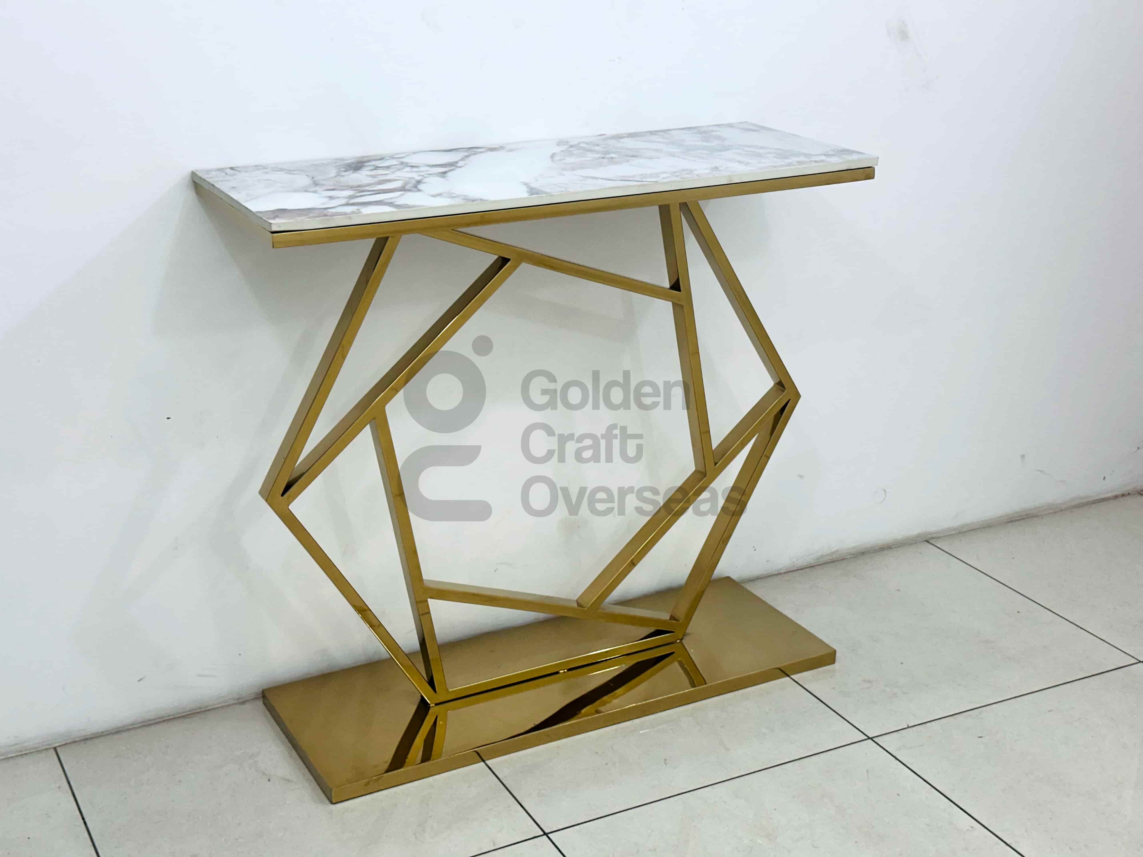 Console Table - Stainless Steel, 40x15x36 Inches, Gold Pvd Finished | Durable, Indoor & Outdoor Furniture, Chic Indian Style