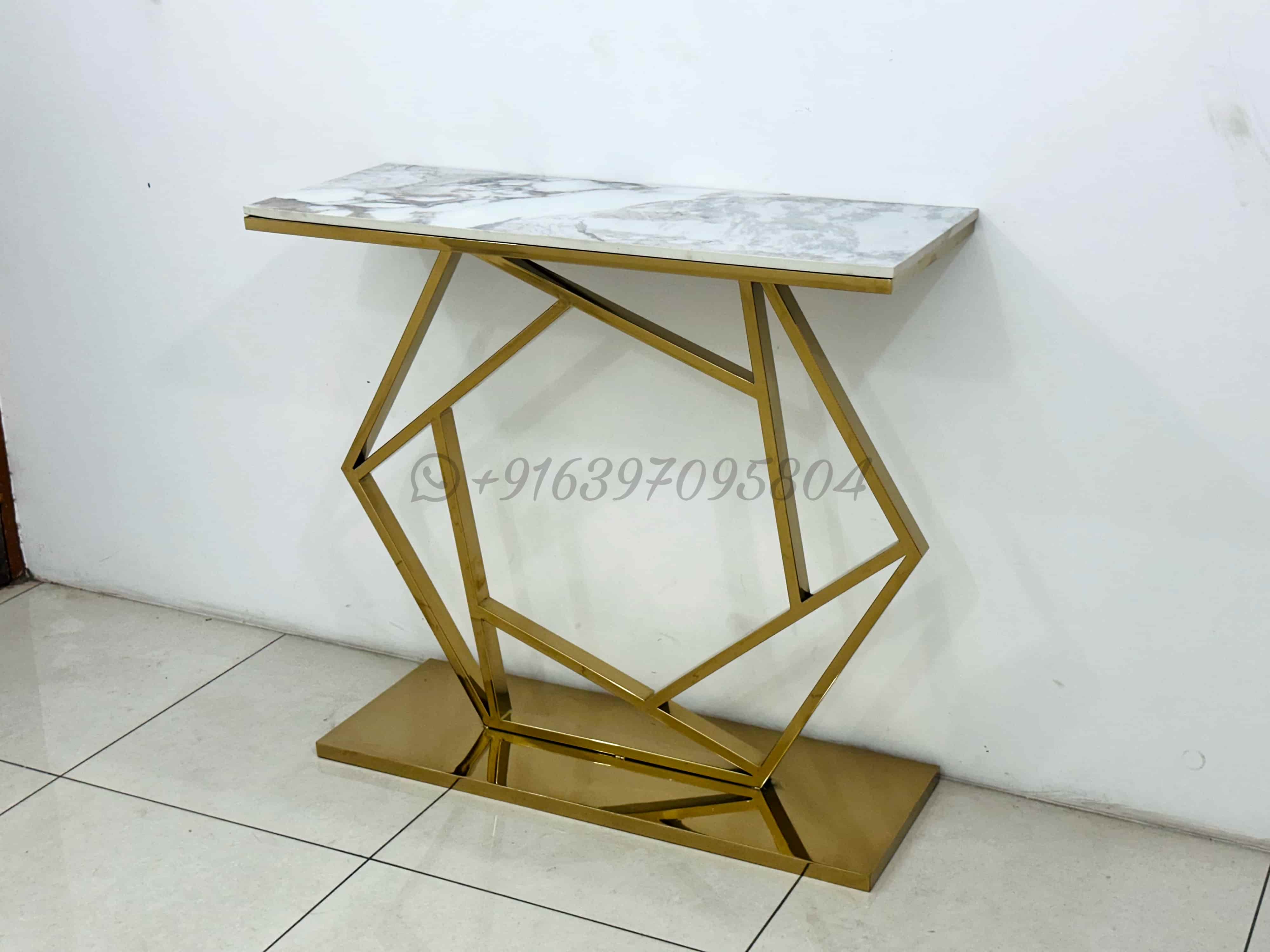 Console Table - Stainless Steel, 40x15x36 Inches, Gold Pvd Finished | Durable, Indoor & Outdoor Furniture, Chic Indian Style
