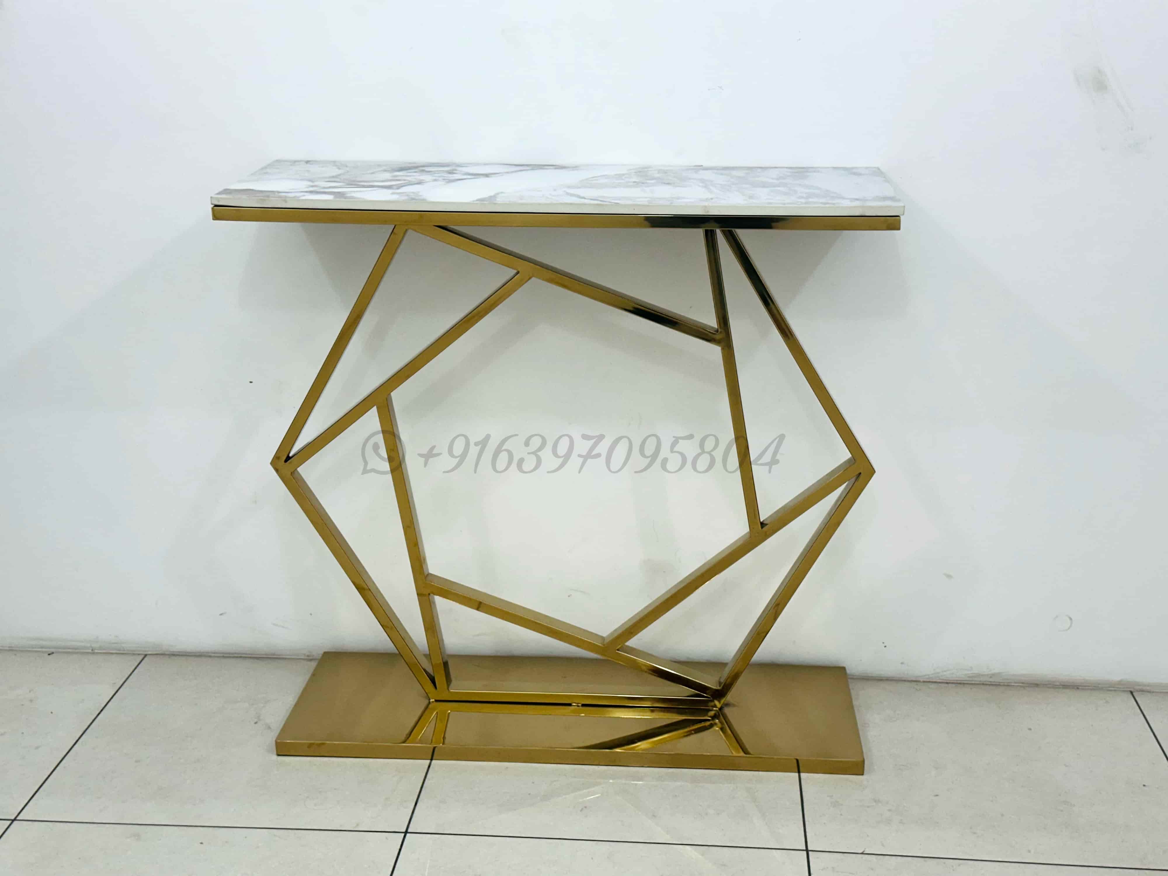 Console Table - Stainless Steel, 40x15x36 Inches, Gold Pvd Finished | Durable, Indoor & Outdoor Furniture, Chic Indian Style