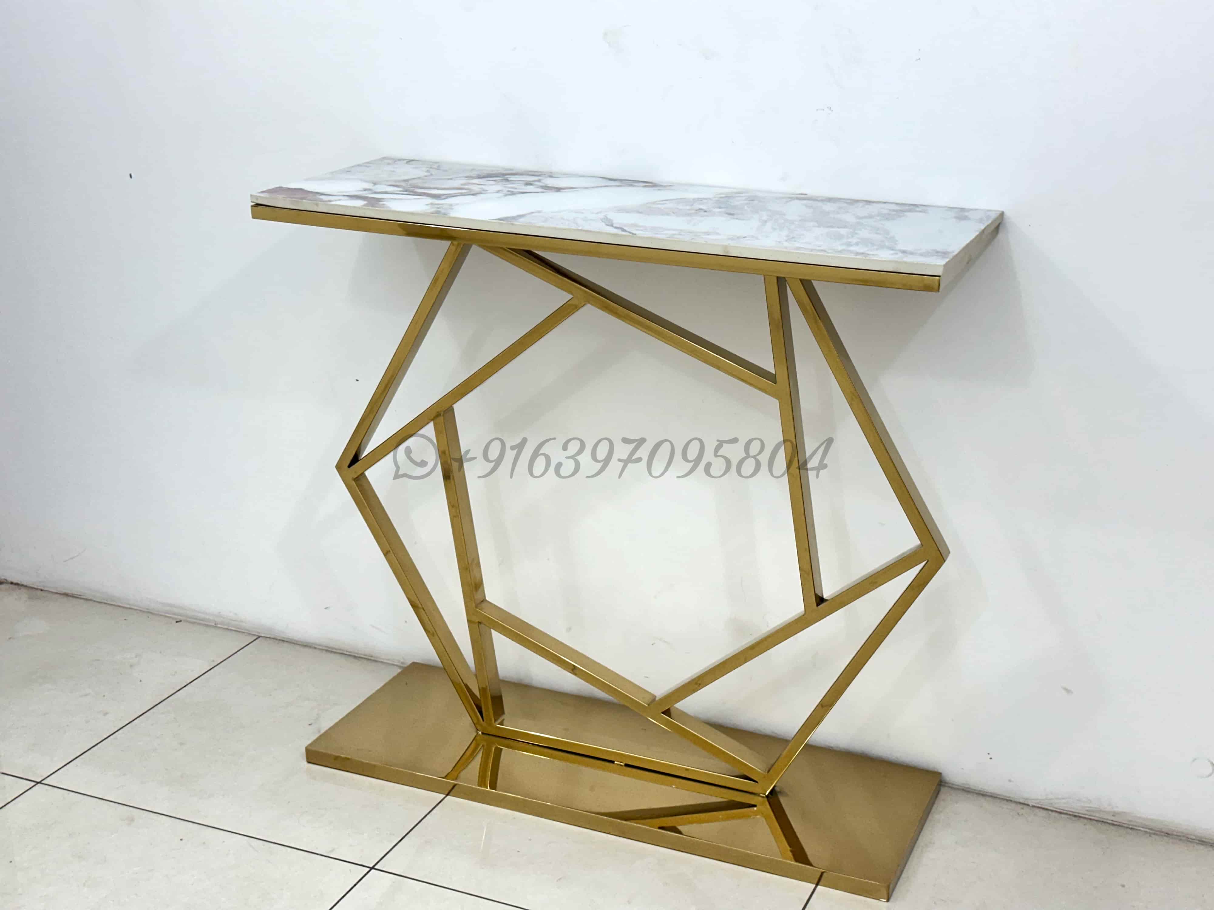 Console Table - Stainless Steel, 40x15x36 Inches, Gold Pvd Finished | Durable, Indoor & Outdoor Furniture, Chic Indian Style