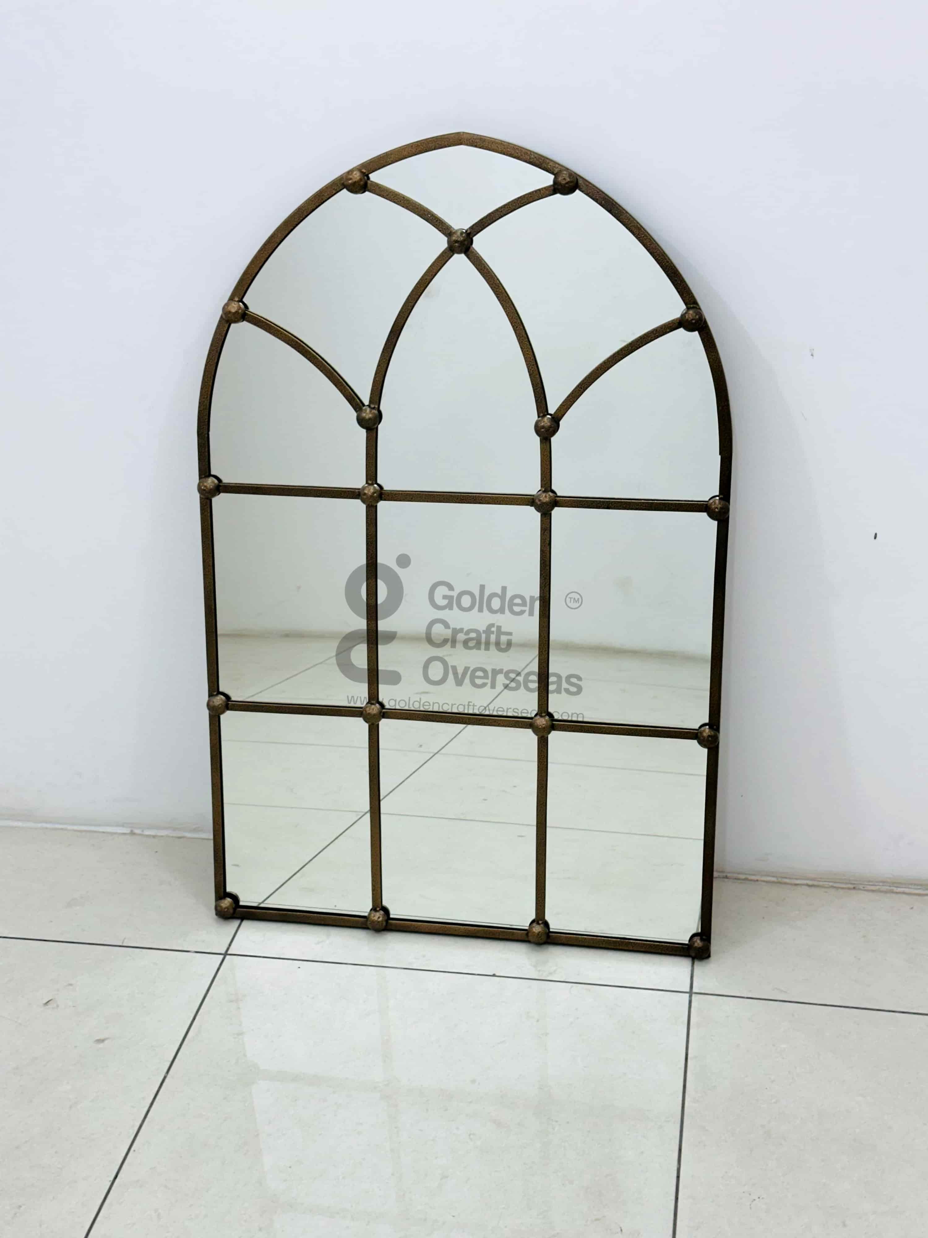 Antique Finish Wall Mirror - 42x30x1 Inches | Oval Shape, Black Metal Frame, Decorative Glass Design