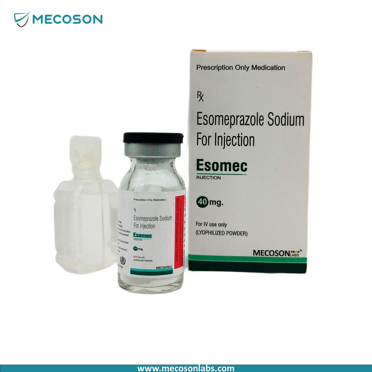 Esomeprazole Injection - 40mg Esomeprazole Sodium Liquid For Injection, Treats Gastric Ulcers & Gerd, Suitable For All Age Groups, 1 Vial Per Box