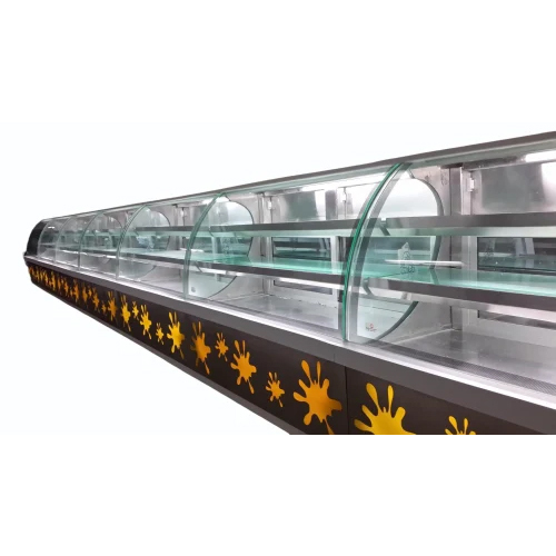 Sweet Display Counter - Glass & Stainless Steel, 5ft Tall x 4ft Long, Brown Color, LED Lighting