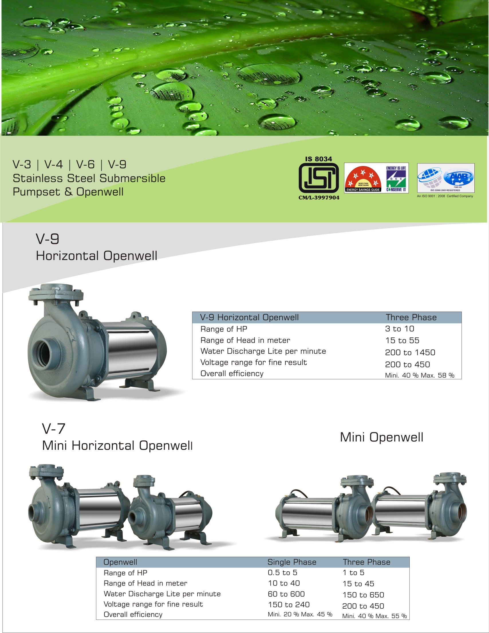 V-7 Openwell Submersible Pump - Seals Type: Sealed