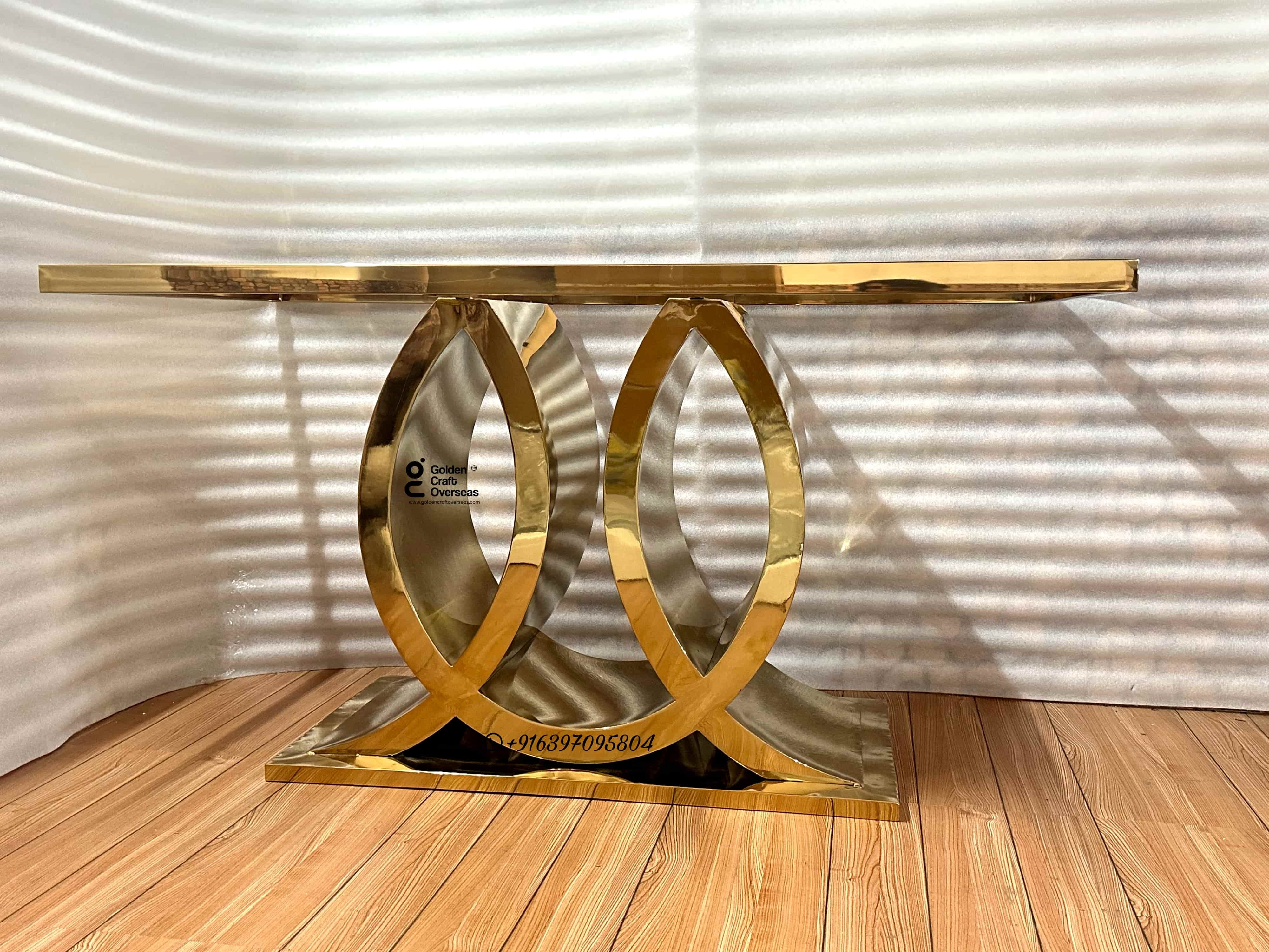 Gold Pvd Dining Table Frame - Stainless Steel, 30x60x30 Inches, Modern Design | Indoor Use Only, 55 Kg Weight Capacity, Elegant Gold Finishing