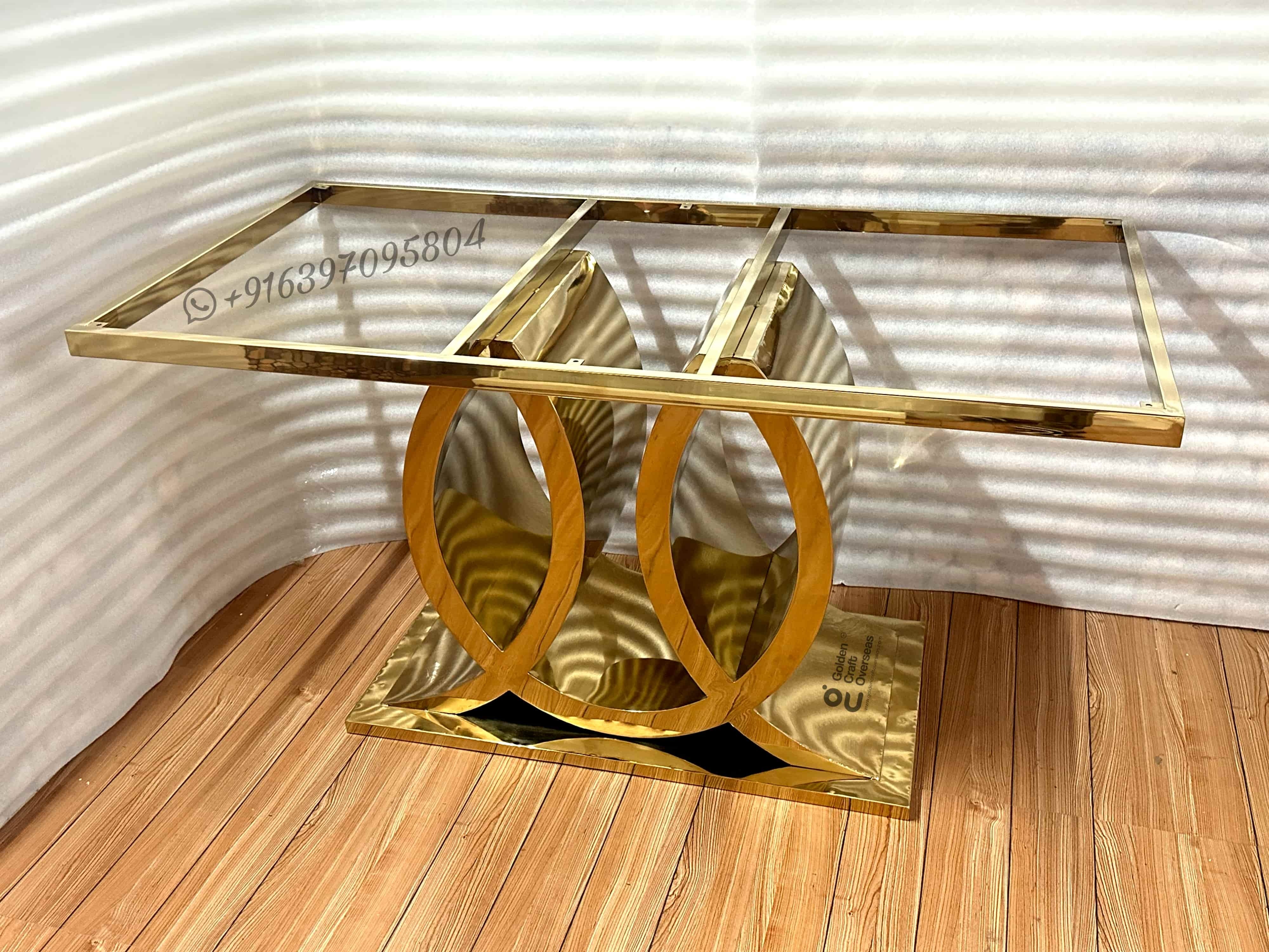 Gold Pvd Dining Table Frame - Stainless Steel, 30x60x30 Inches, Modern Design | Indoor Use Only, 55 Kg Weight Capacity, Elegant Gold Finishing