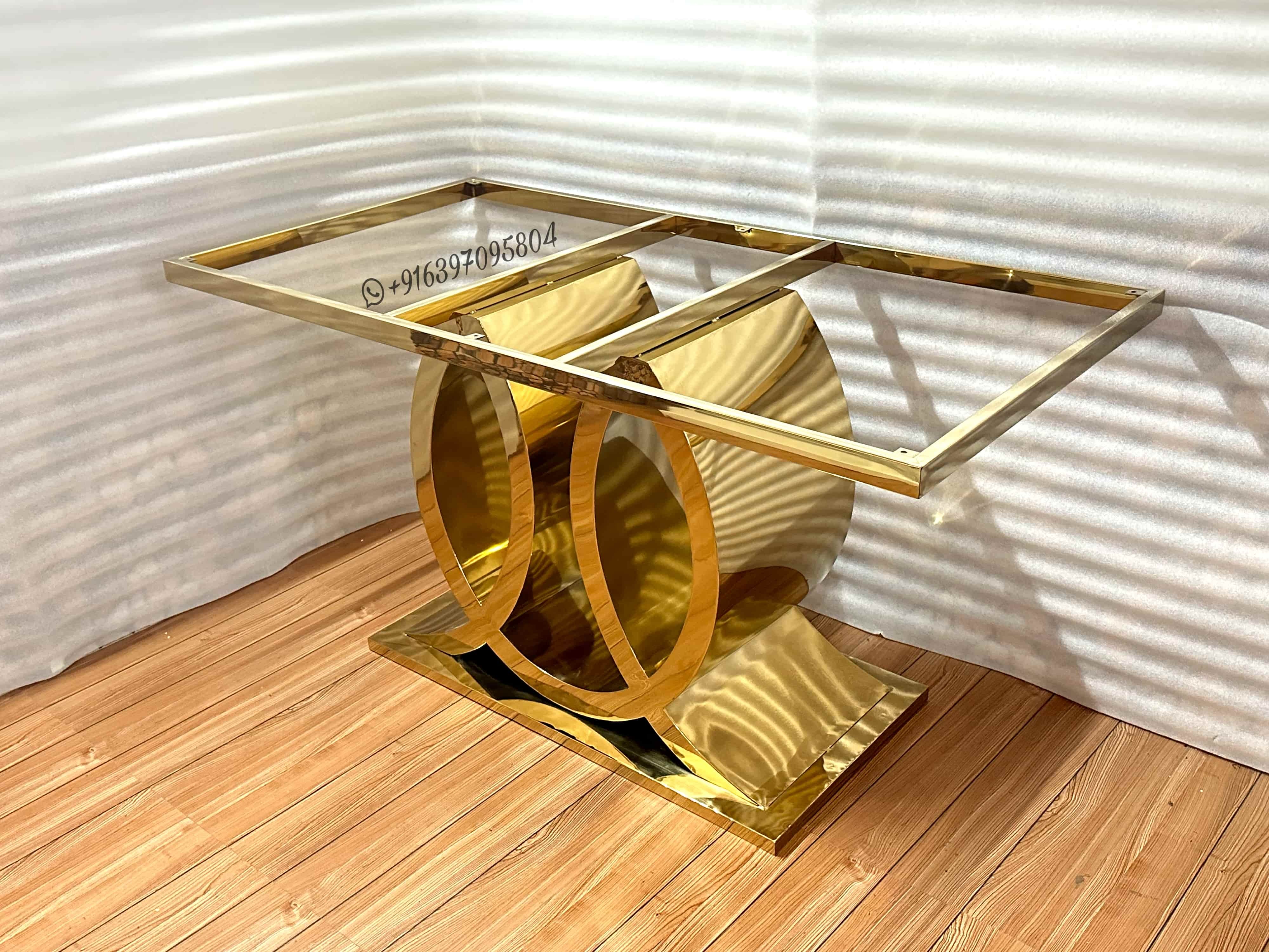 Gold Pvd Dining Table Frame - Stainless Steel, 30x60x30 Inches, Modern Design | Indoor Use Only, 55 Kg Weight Capacity, Elegant Gold Finishing