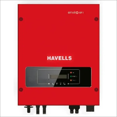 Solar Inverter - Red Color, 5kW-1 Phase Havells On Grid Design | Compatible with Lithium Ion & E-Rickshaw Battery Systems