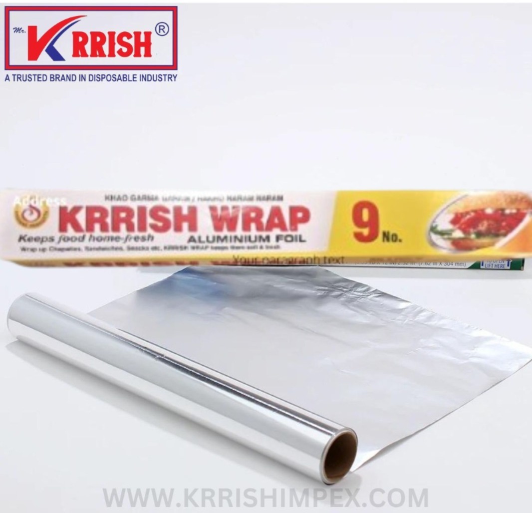 Aluminum Foil Roll 9 No - 100% Foil Material, Grey Color | Ideal For Household Use, Versatile For Cooking And Food Storage