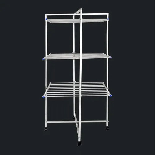 3 Step Cloth Drying Stand - Stainless Steel, Large Capacity, Available in Multiple Colors | High-Quality Manual Design for Commercial Use