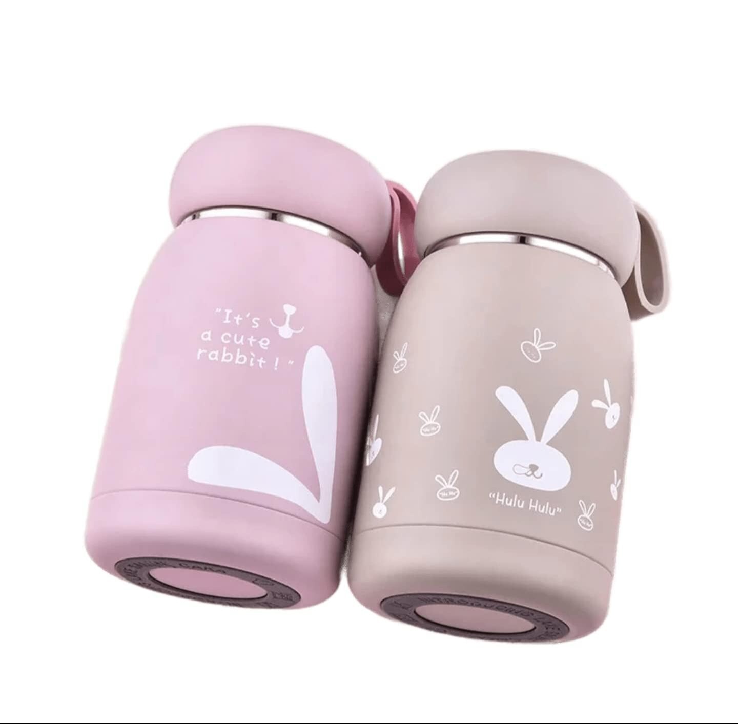 Mitsico Cute Water Bottle 330 Ml With Inner Glass And Outer Plastic - Glass, 330 Ml, Multicolor | Cute Bunny Print, Easy Wash, Kids' Sipper
