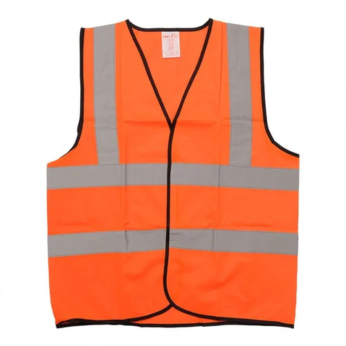 Celebi High Visibility Reflective Jacket - Polyester Material, Unisex, V-Neck Style, Bright Orange Color | Reflective Strips for Enhanced Visibility
