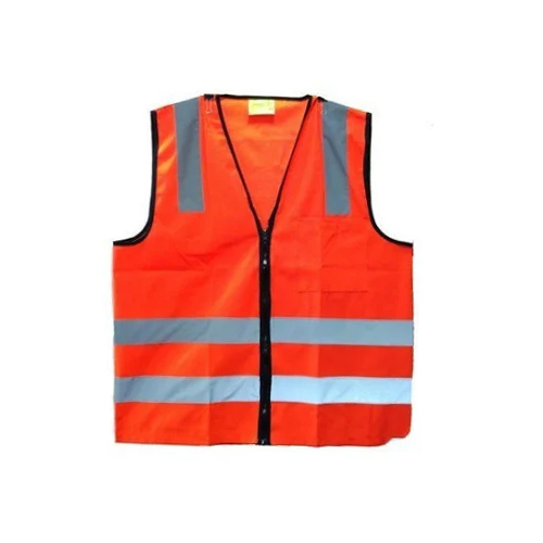 Construction Safety Reflective Jackets - High-Quality Polyester, Unisex Fit, Bright Orange with Striped Pattern | Ideal for Traffic Control, Auto Racing, Sea Patrolling, and More