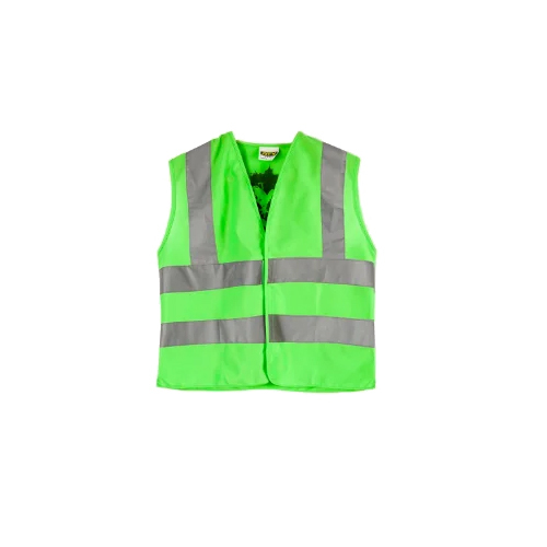 Hi Visibility Safety Jacket - Polyester Material, Unisex V-Neck Style, Vibrant Green Color with Reflective Stripes for Low-Light Visibility