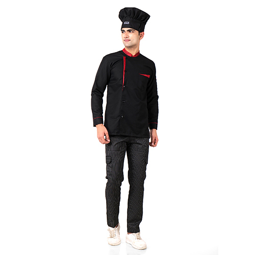 Black Color Chef Cap - Fabric Type: Cotton